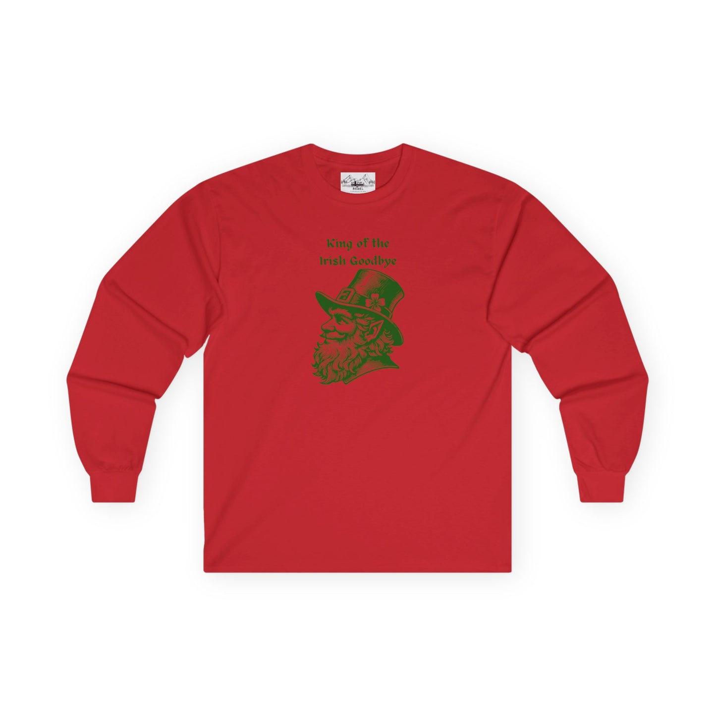 "King of the Irish Goodbye" Long Sleeve Tee – Hand-Drawn Leprechaun Graphic