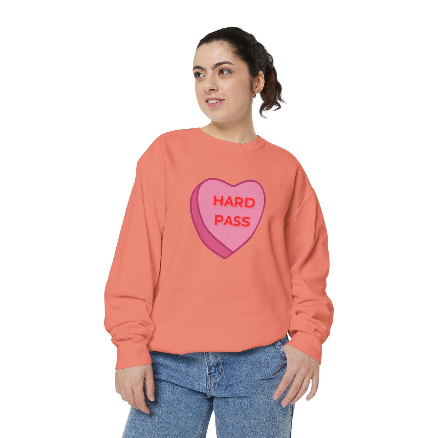 Hard Pass Candy Heart Color Blast Sweatshirt