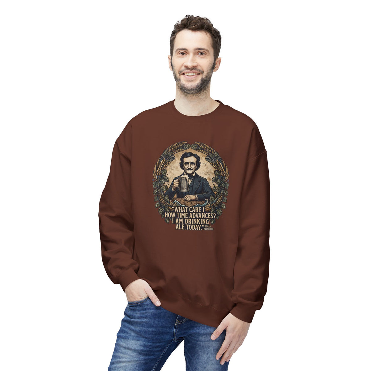 I Am Drinking Ale Today Edgar Allan Poe Crewneck Sweatshirt