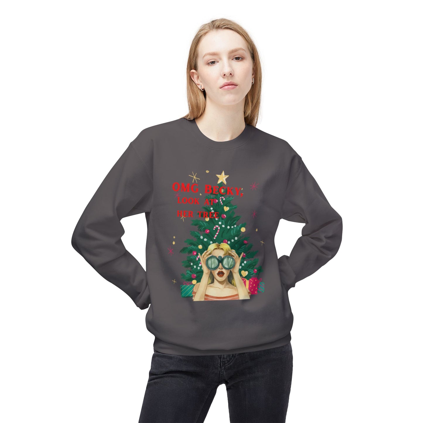 OMG Becky, Look at Her Tree - Vintage Nostalgia Crewneck Sweatshirt