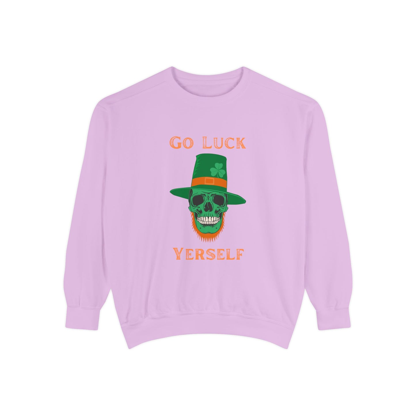 "Go Luck Yerself" Relaxed Fit Sweatshirt – Vintage Emerald Skull