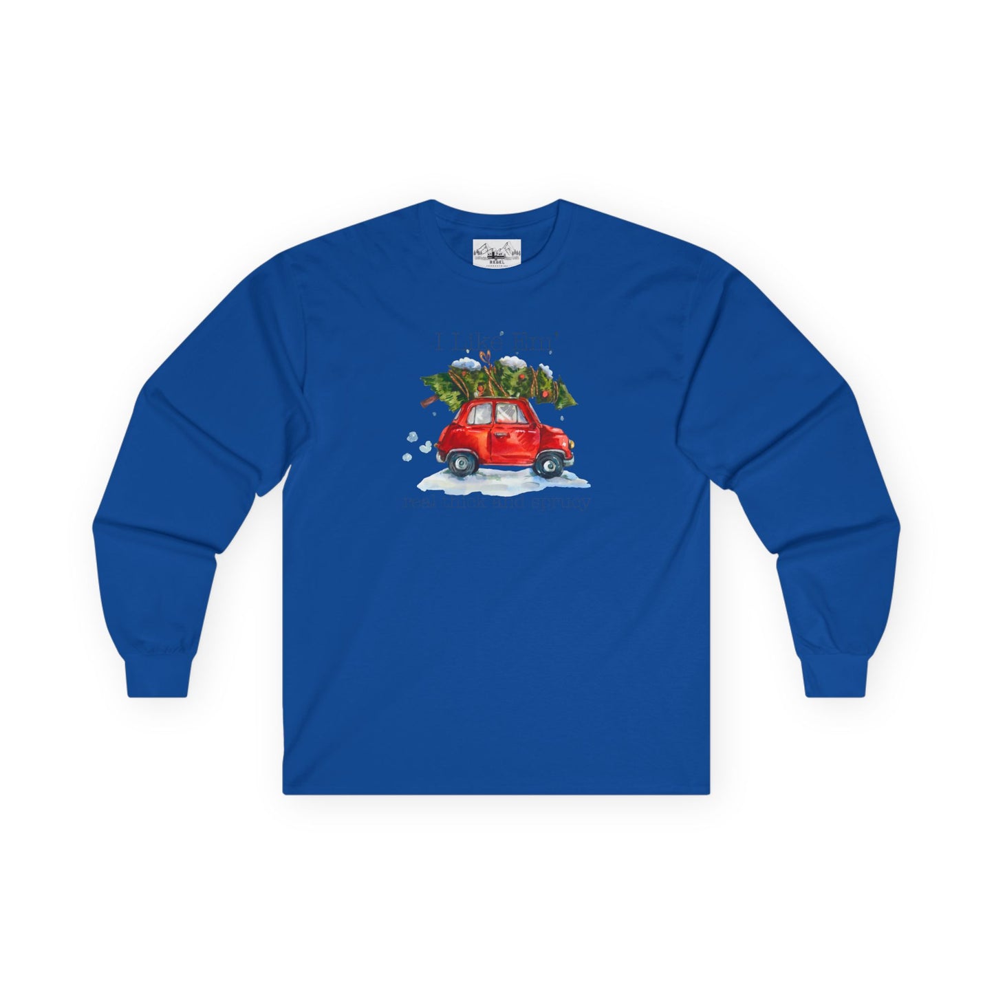 I Like 'Em Real Thick and Sprucy Ultra Cotton Long Sleeve Tee | Watercolor Retro Car & Tree
