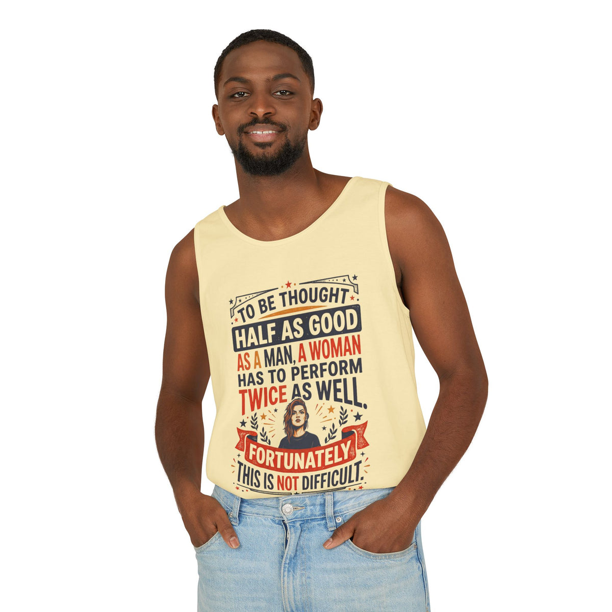 “Twice as Well” Feminist Unisex Cotton Tank Top