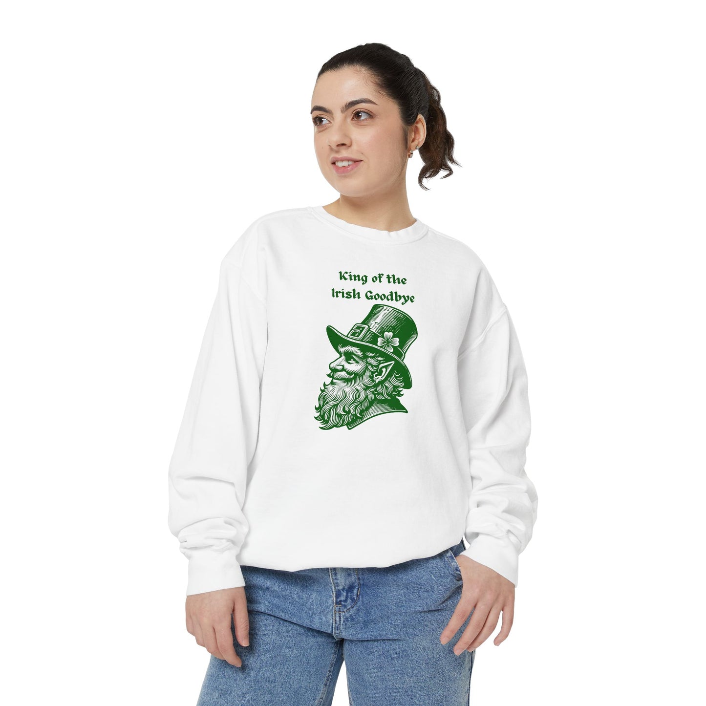 "King of the Irish Goodbye" Relaxed Fit Sweatshirt – Vintage Green Graphic