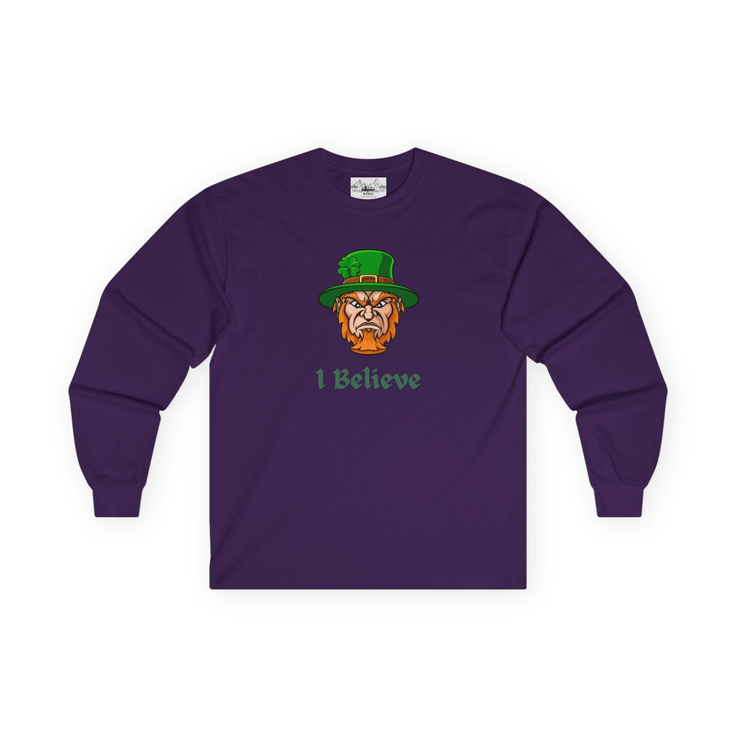 "I Believe" Long Sleeve Graphic Tee – Vintage Leprechaun Illustration