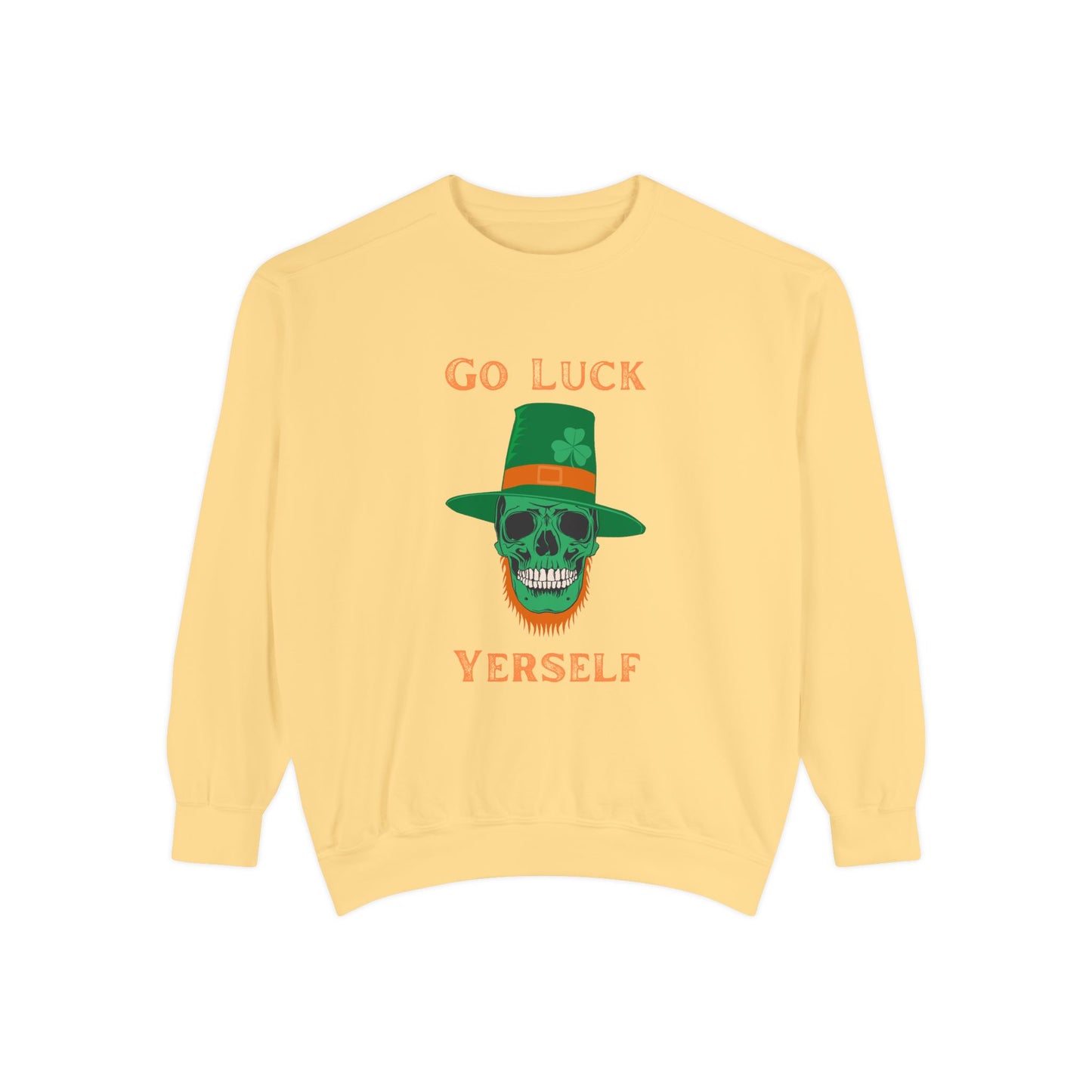 "Go Luck Yerself" Relaxed Fit Sweatshirt – Vintage Emerald Skull
