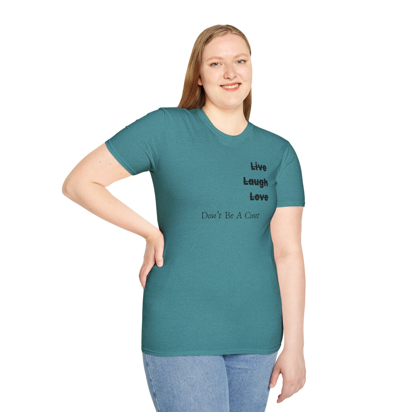 "Live Laugh Love" Subversive Graphic Tee – Wry Humor Statement