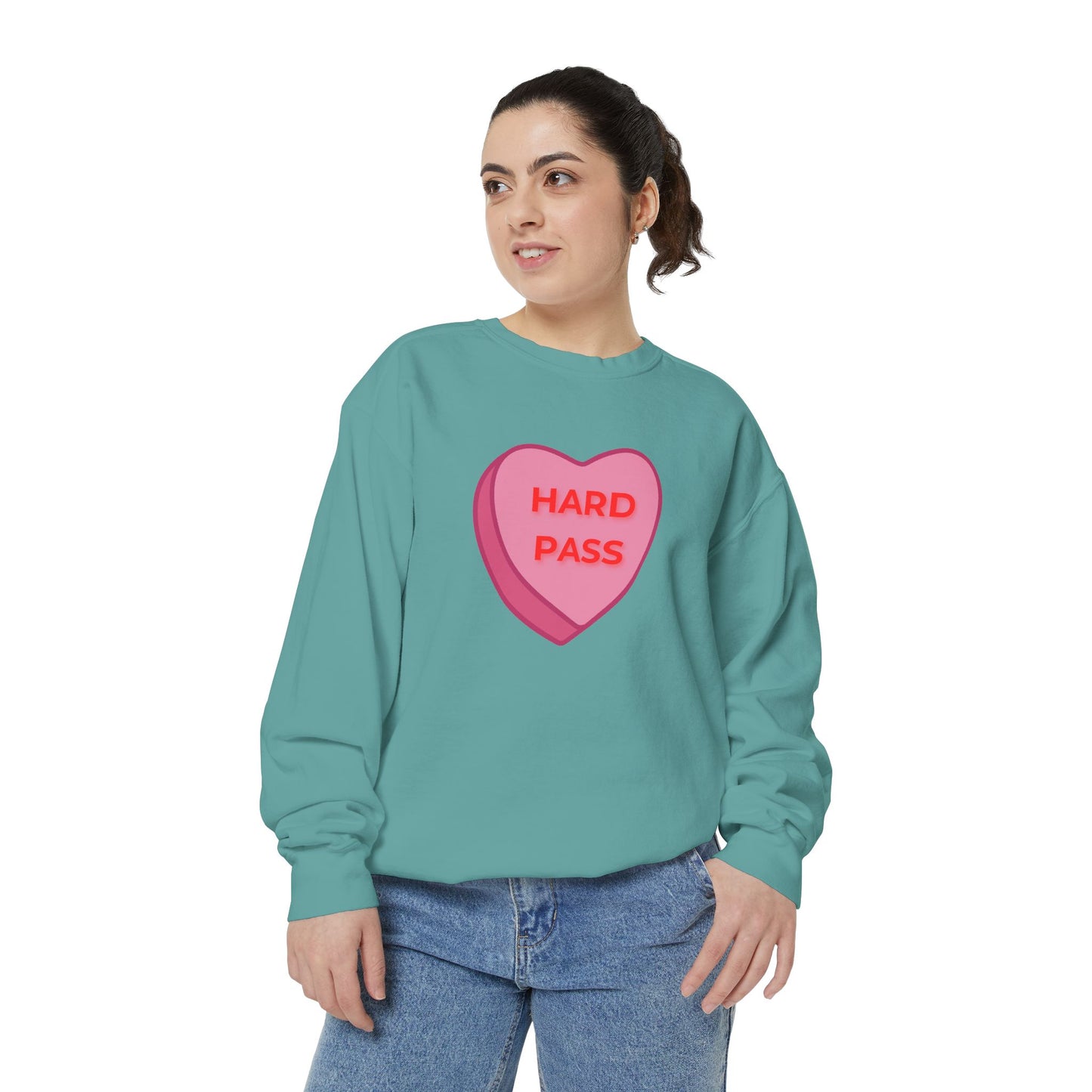 Hard Pass Candy Heart Color Blast Sweatshirt