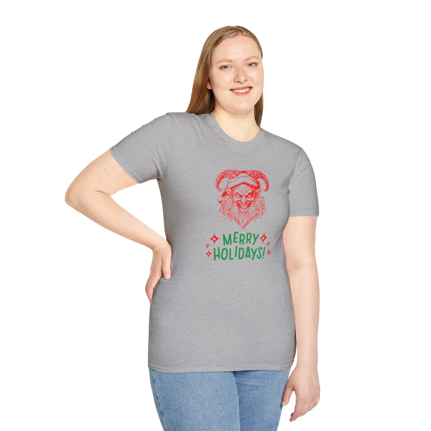 Smiling Krampus "Merry Holidays" Unisex T-Shirt | Ultra-Soft Cotton