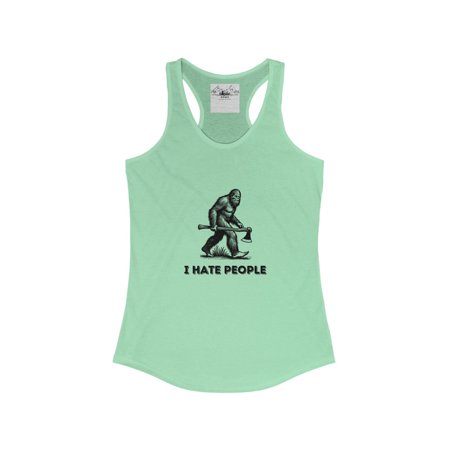 Bigfoot with Axe – "I Hate People" Racerback Tank