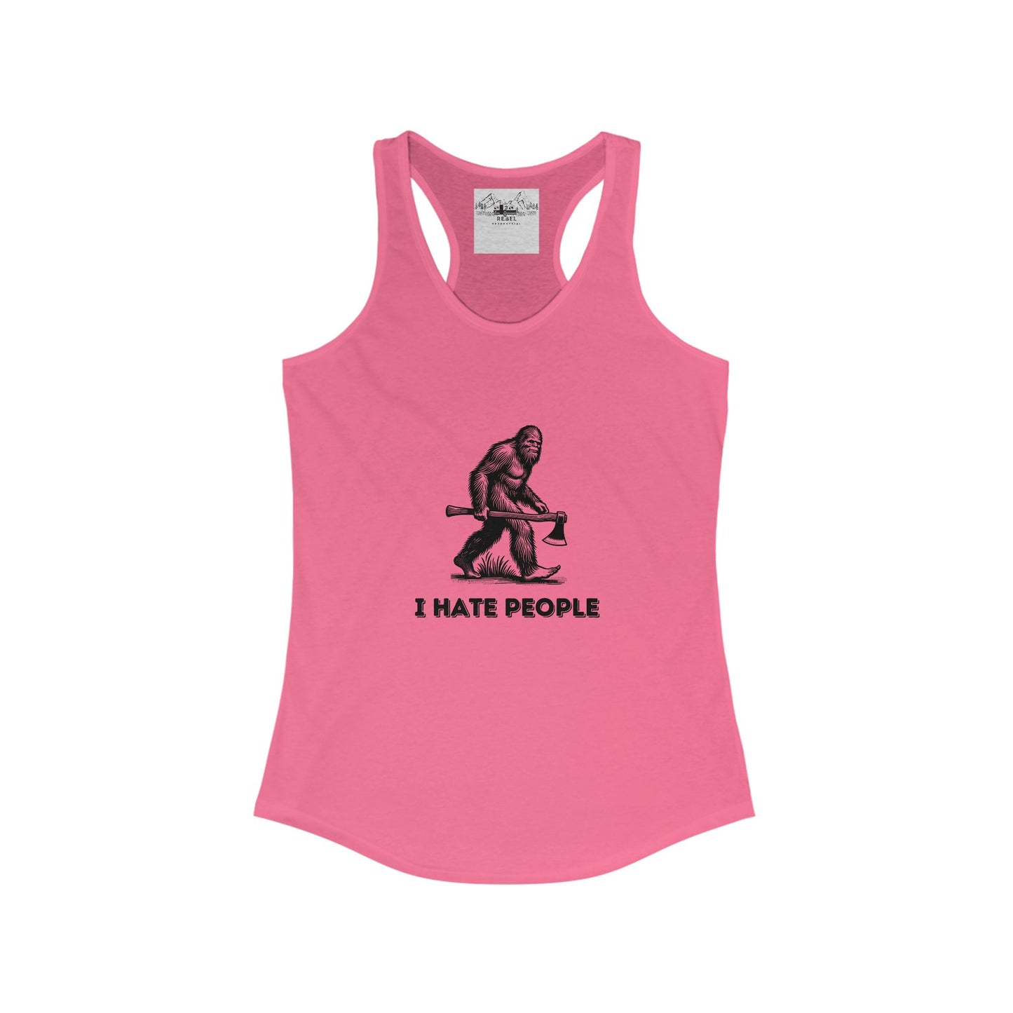 Bigfoot with Axe – "I Hate People" Racerback Tank