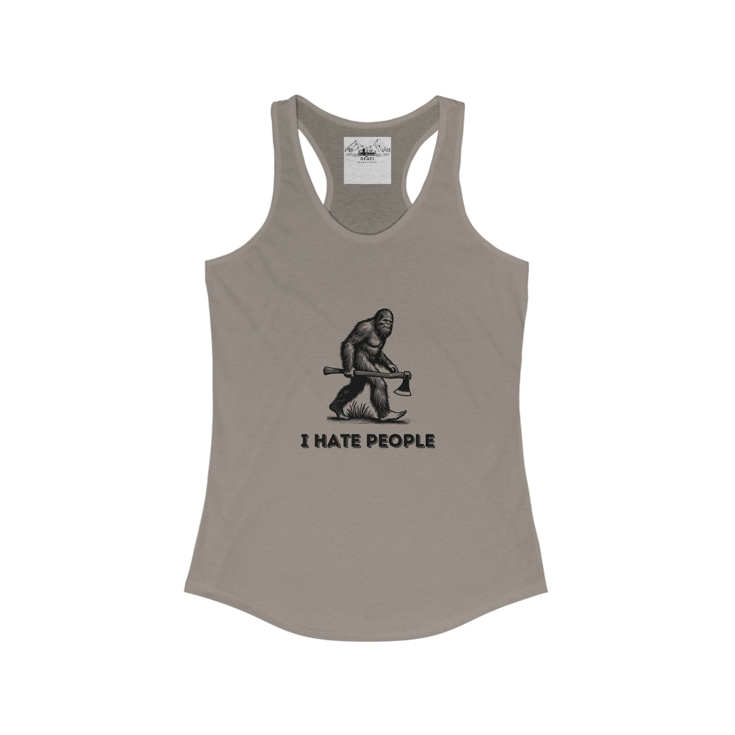 Bigfoot with Axe – "I Hate People" Racerback Tank