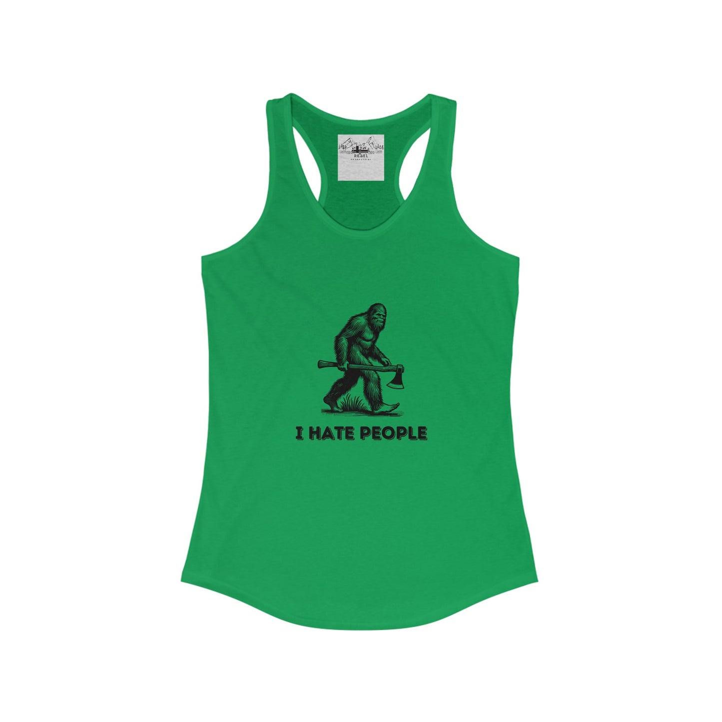 Bigfoot with Axe – "I Hate People" Racerback Tank