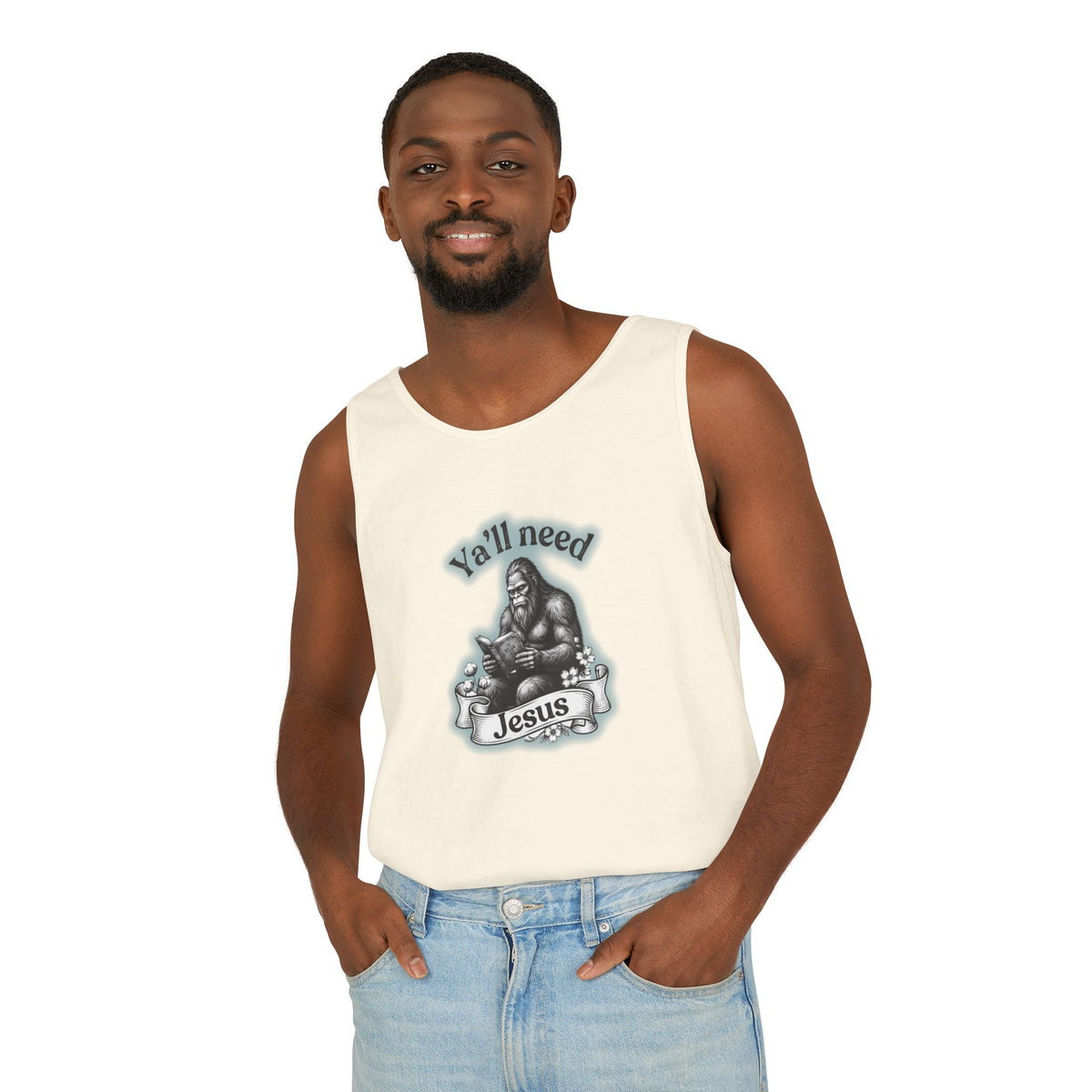 Y’all Need Jesus Bigfoot Garment-Dyed Tank Top