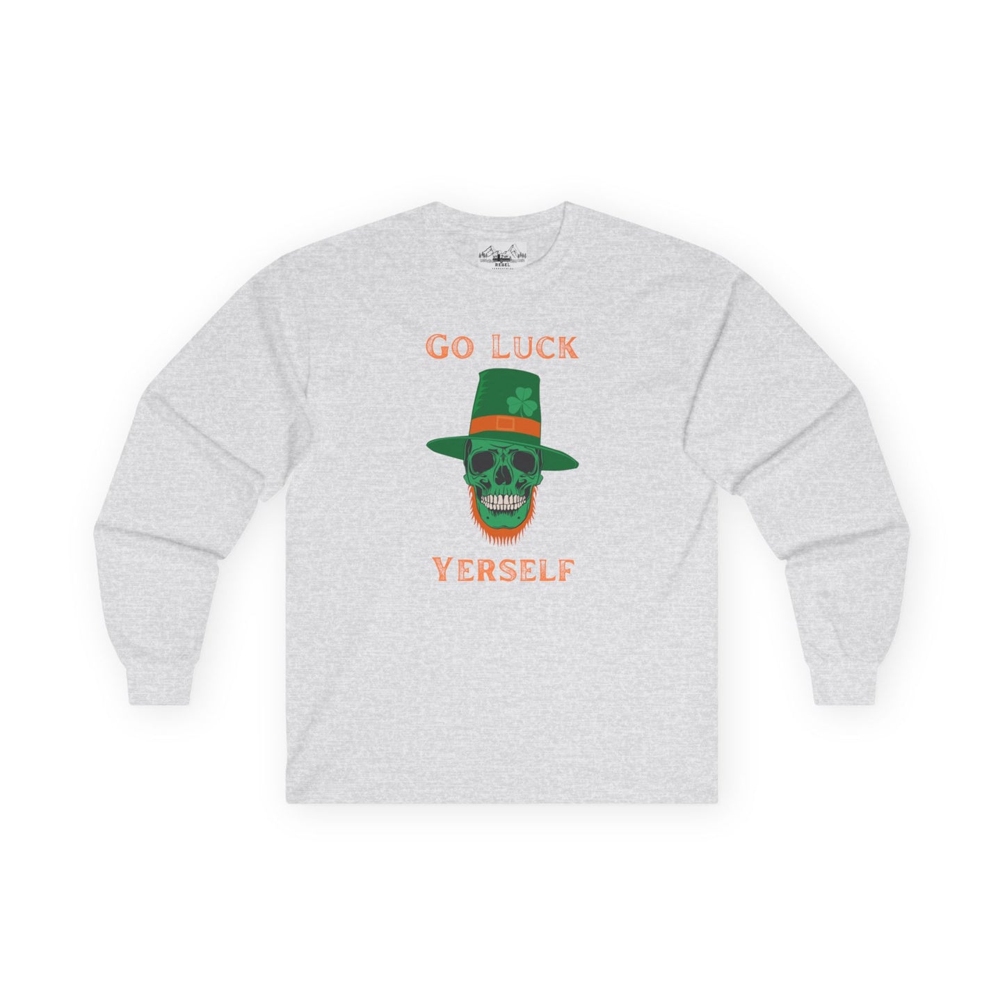 "Go Luck Yerself" Long Sleeve Tee – Emerald Skull Graphic
