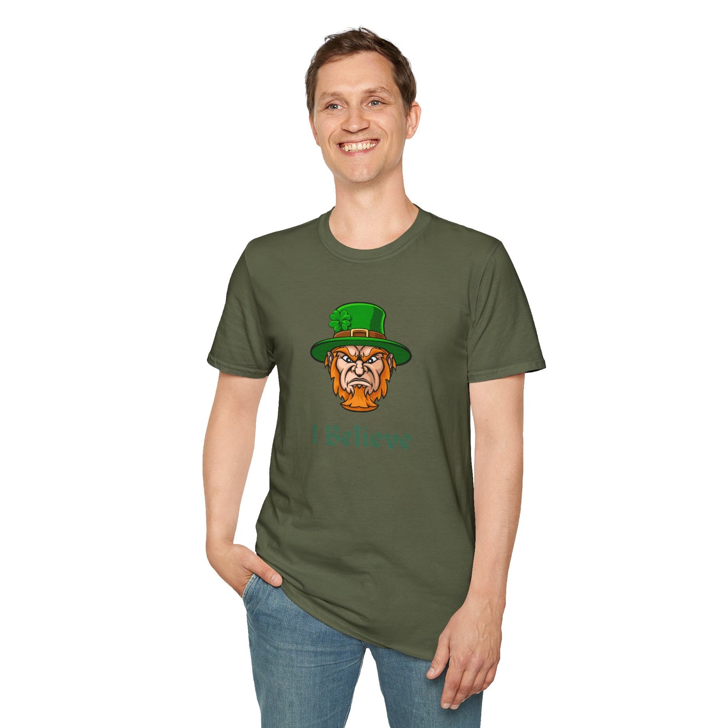 "I Believe" Angry Leprechaun Graphic Tee – Playful Celtic Spirit