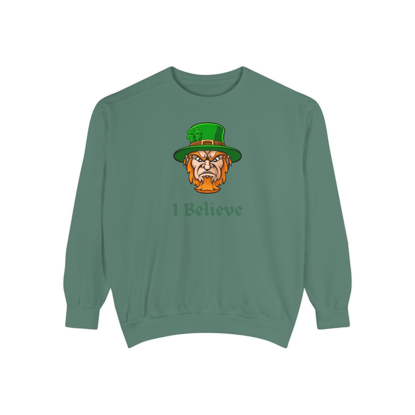 "I Believe" Relaxed Fit Sweatshirt – Bold Leprechaun Graphic