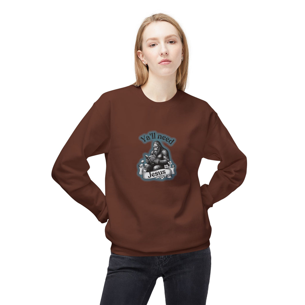 Y’all Need Jesus Bigfoot Crewneck Sweatshirt
