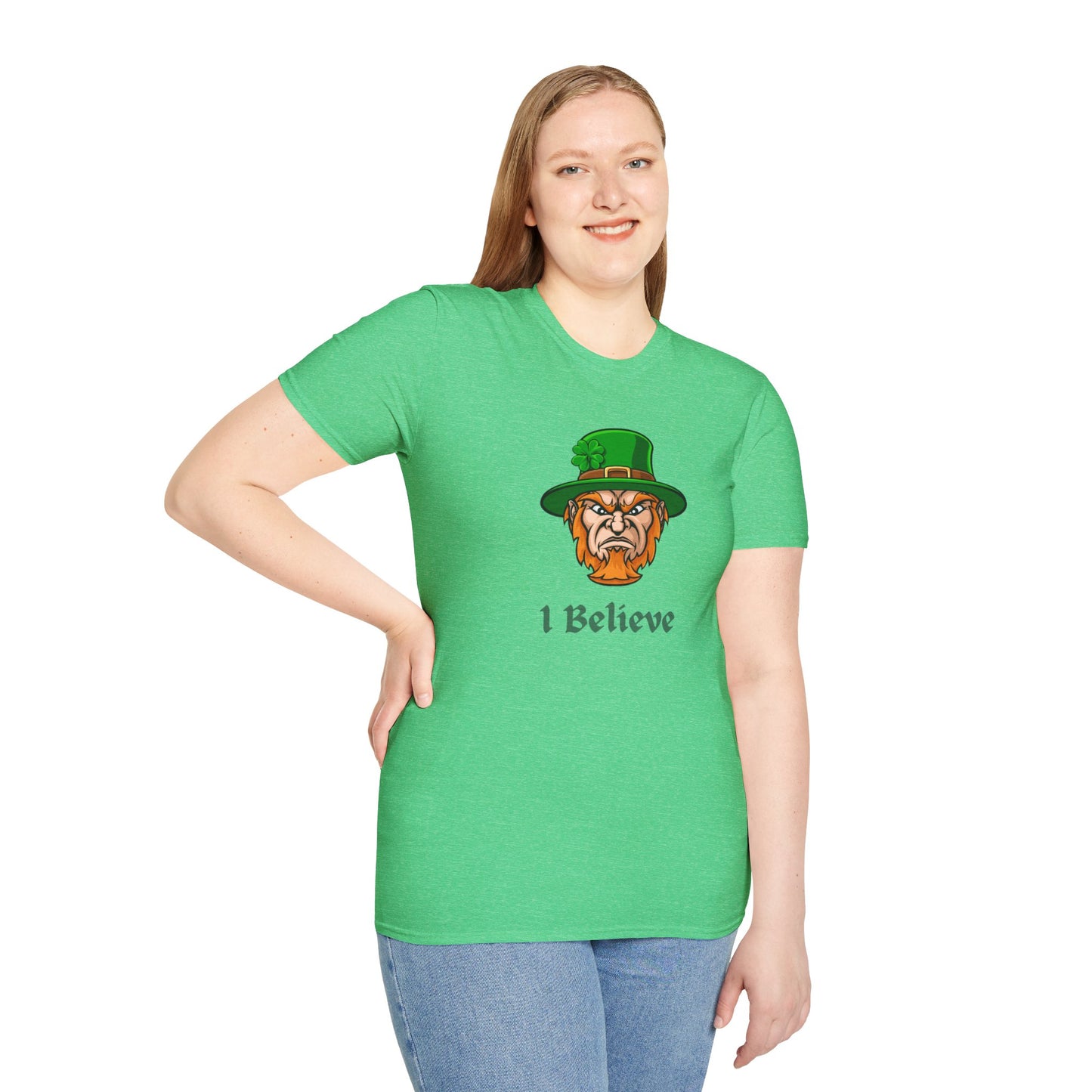"I Believe" Angry Leprechaun Graphic Tee – Playful Celtic Spirit