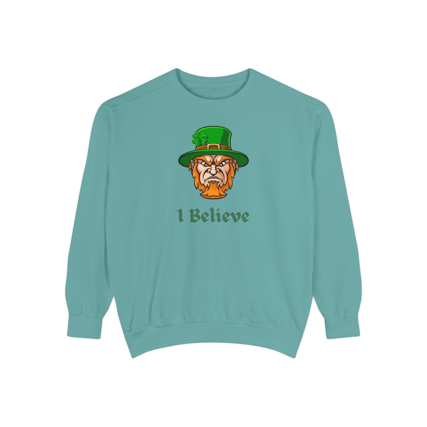 "I Believe" Relaxed Fit Sweatshirt – Bold Leprechaun Graphic