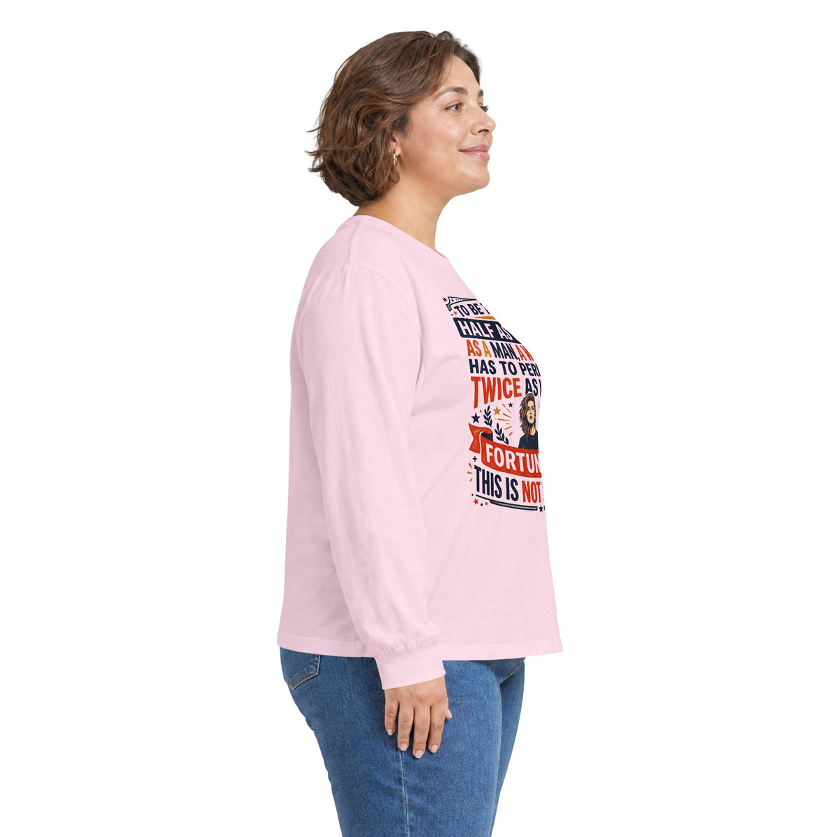 "Twice as Well" Vintage-Style Feminist Graphic Long Sleeve Tee | Retro Sarcastic Shirt