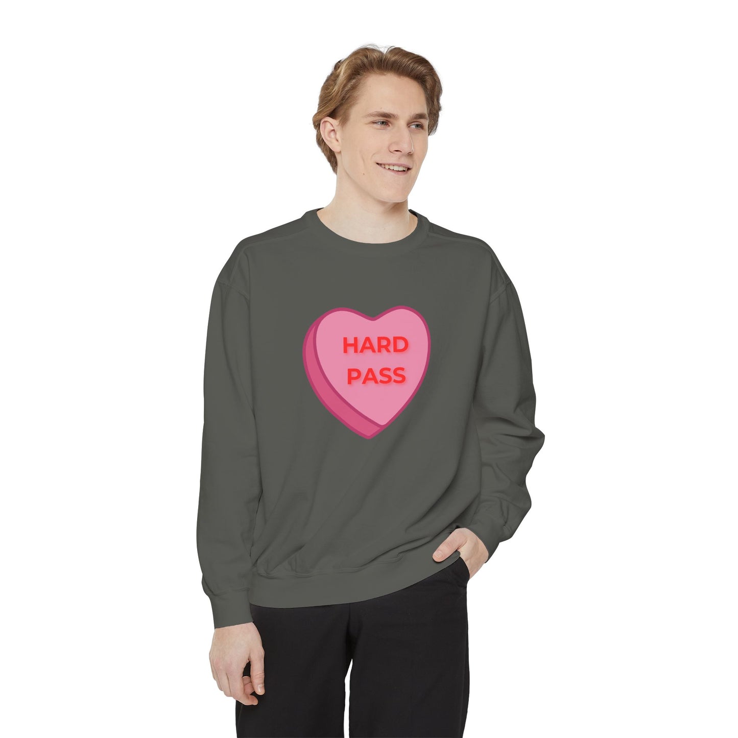 Hard Pass Candy Heart Color Blast Sweatshirt