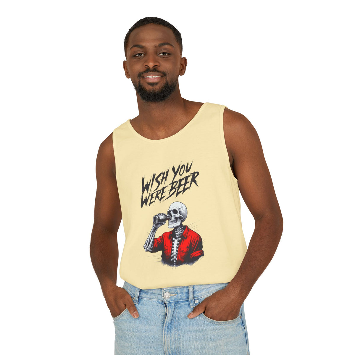 Wish You Were Beer – Funny Skeleton Tank Top