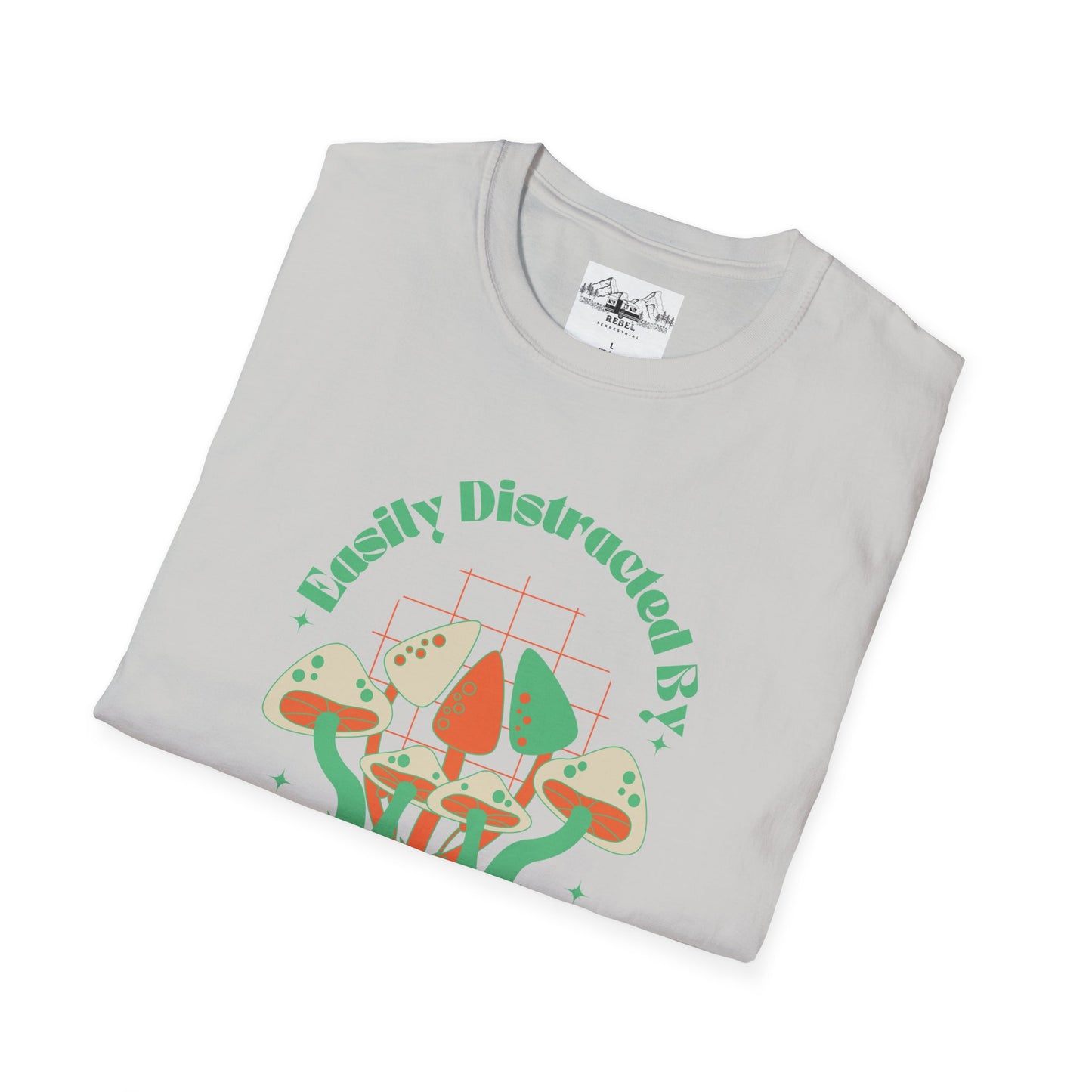 Easily Distracted by Mushrooms – Retro Mushroom Unisex T-Shirt