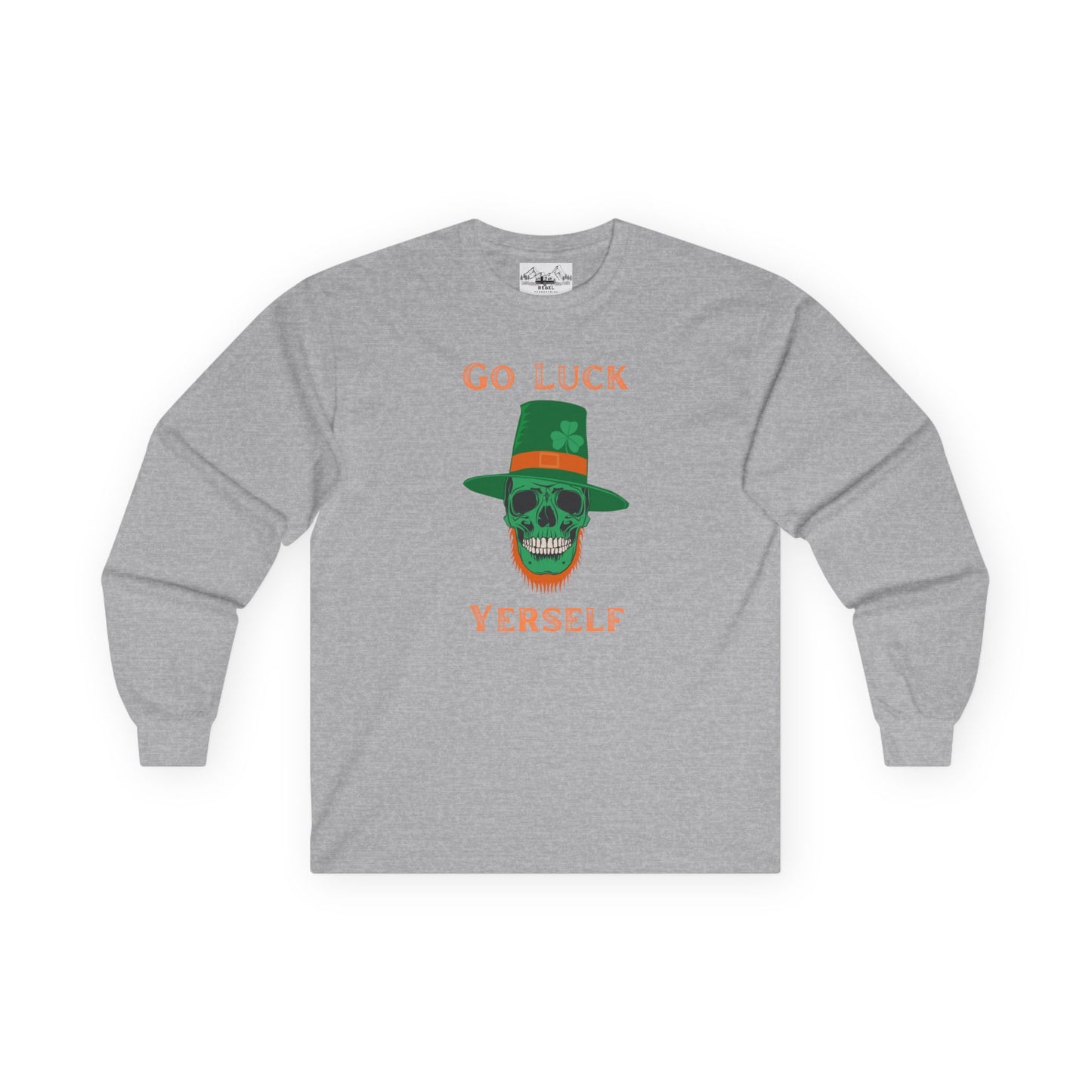 "Go Luck Yerself" Long Sleeve Tee – Emerald Skull Graphic
