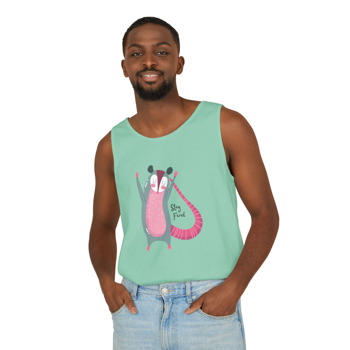 Stay Feral – Happy Possum Unisex Jersey Tank