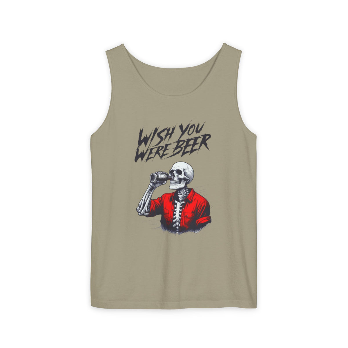 Wish You Were Beer – Funny Skeleton Tank Top