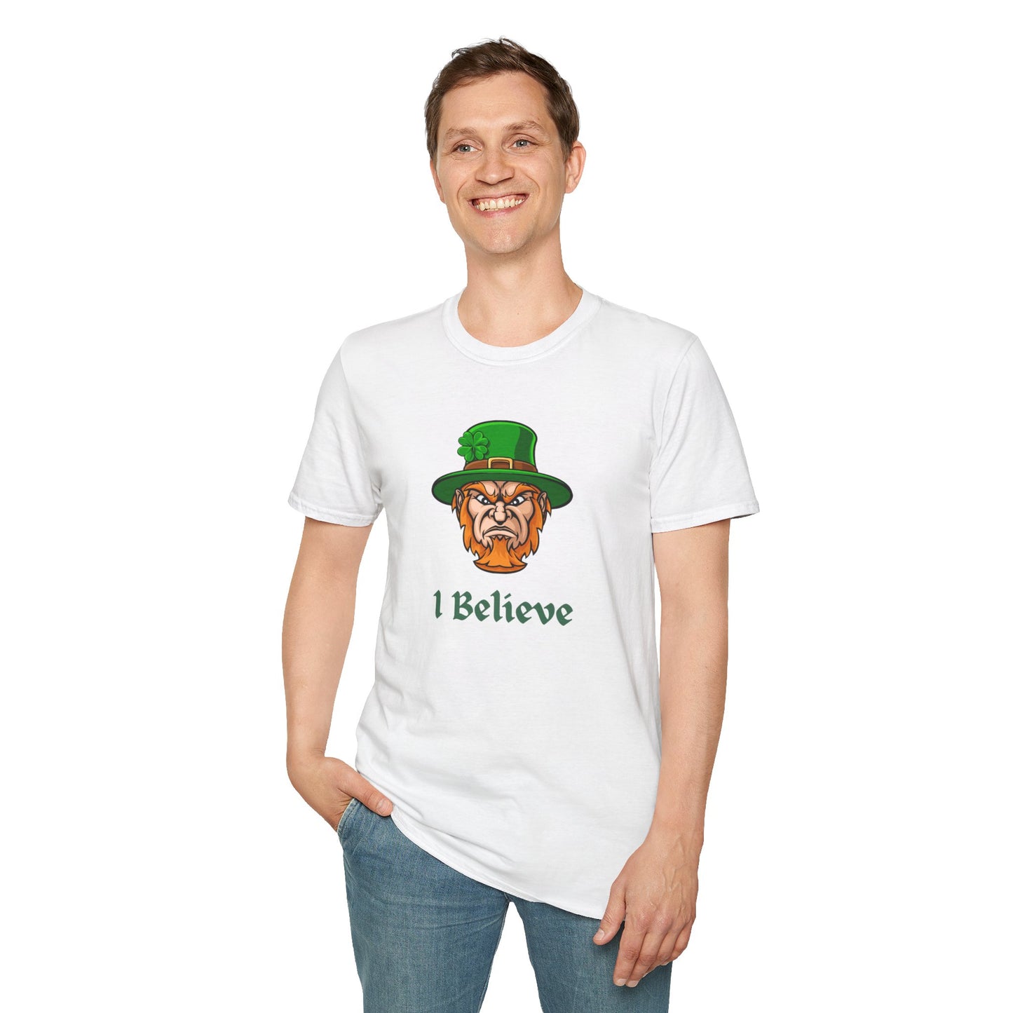 "I Believe" Angry Leprechaun Graphic Tee – Playful Celtic Spirit