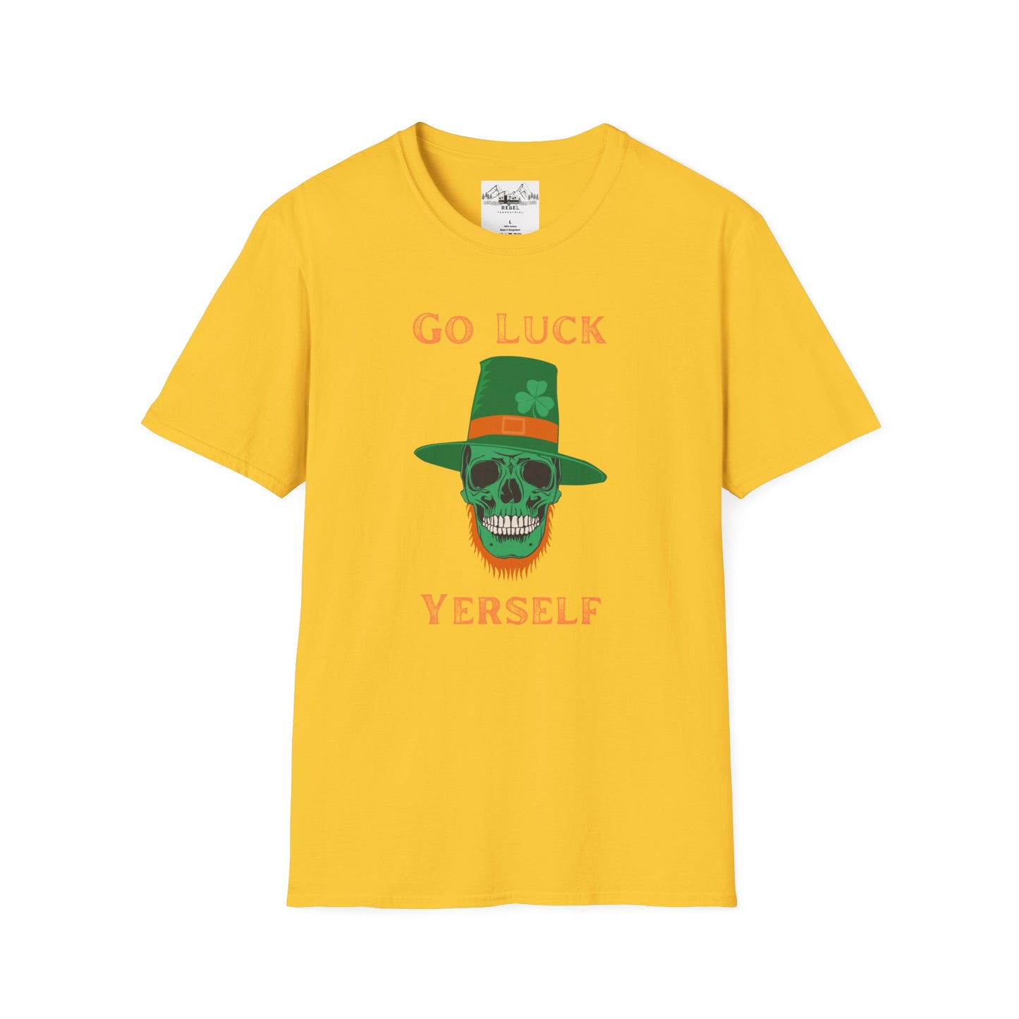 "Go Luck Yerself" Graphic Tee – Emerald Skull & Leprechaun Hat