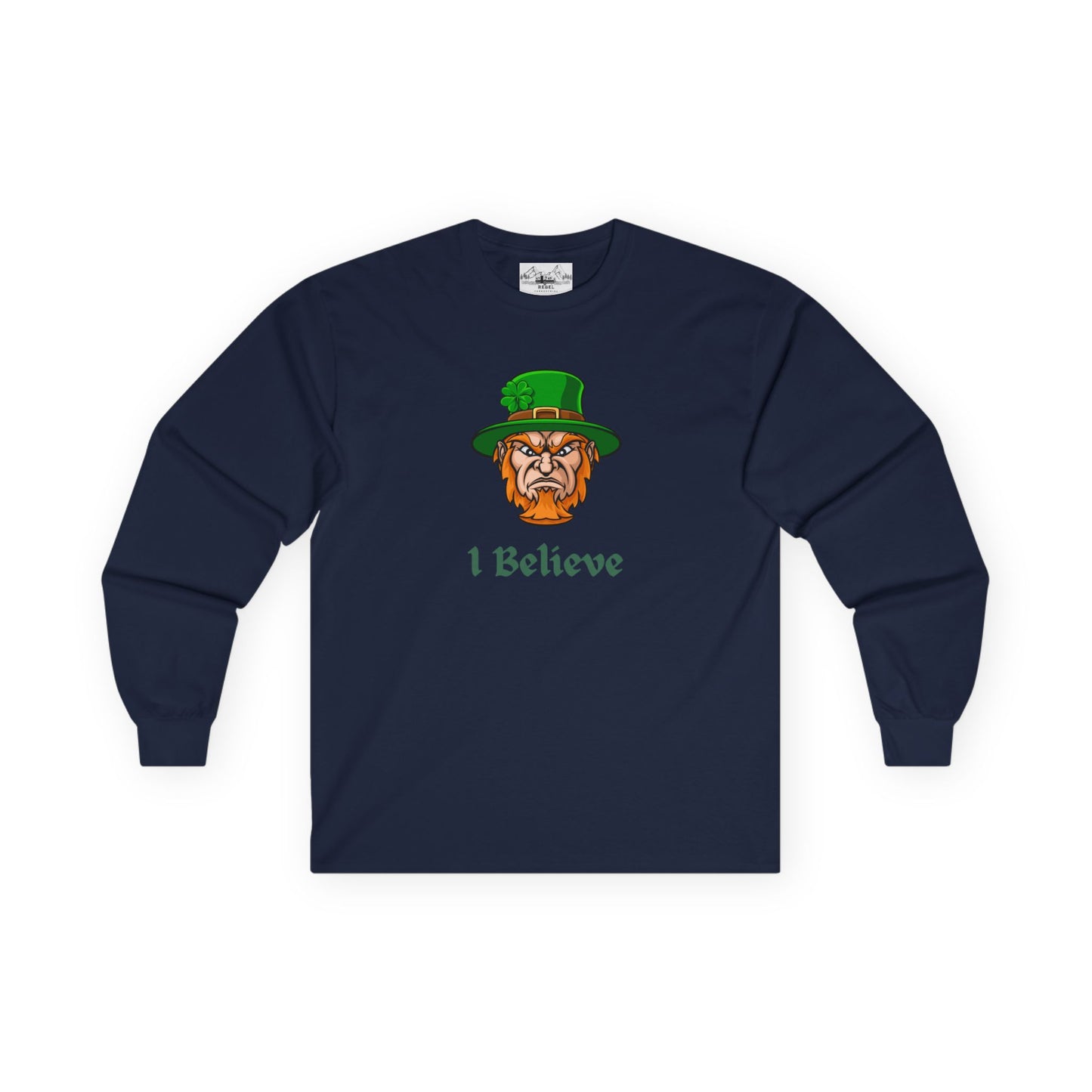 "I Believe" Long Sleeve Graphic Tee – Vintage Leprechaun Illustration