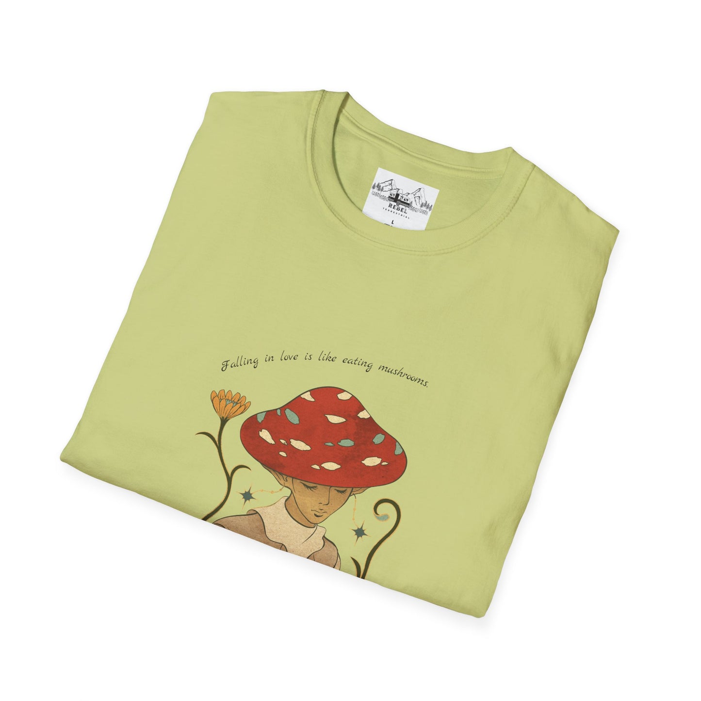 Falling in Love Is Like Eating Mushrooms – Mushroom Woman Unisex Softstyle T-Shirt