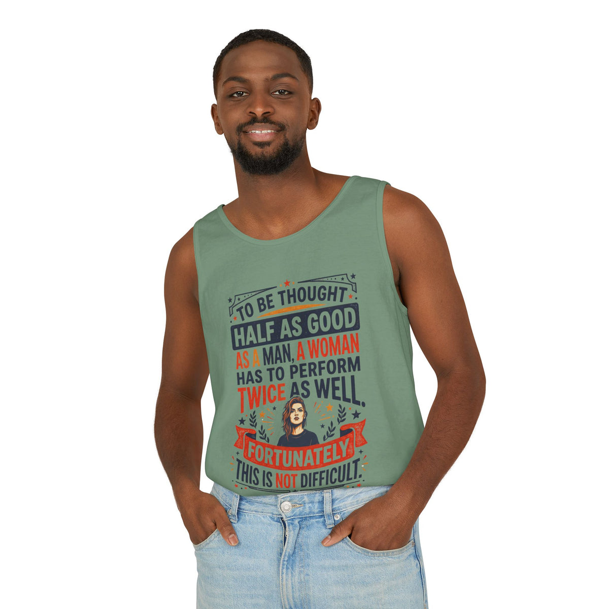 “Twice as Well” Feminist Unisex Cotton Tank Top