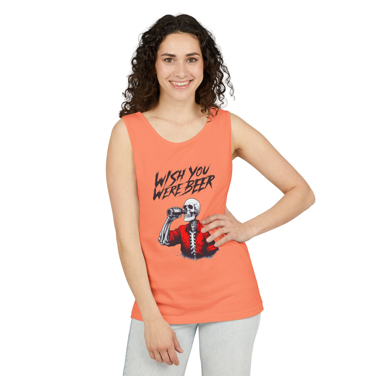 Wish You Were Beer – Funny Skeleton Tank Top