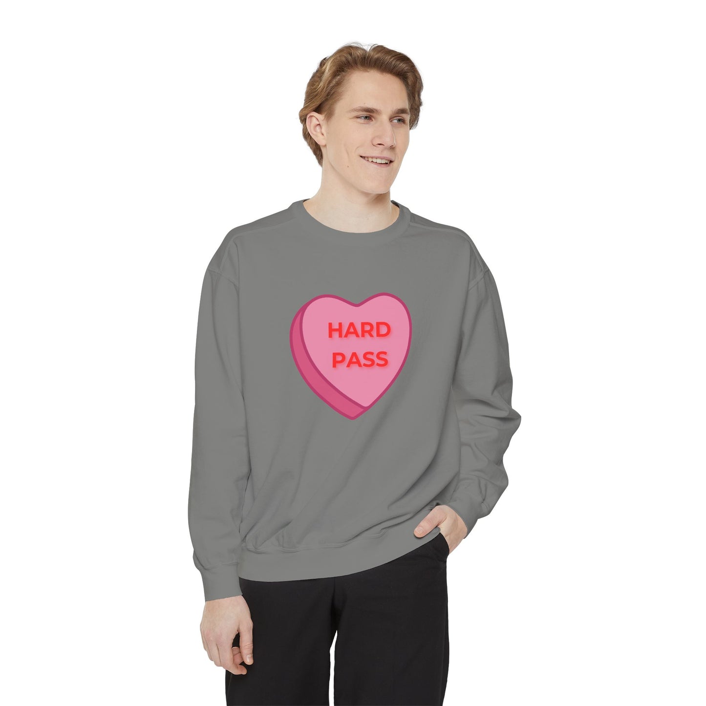 Hard Pass Candy Heart Color Blast Sweatshirt
