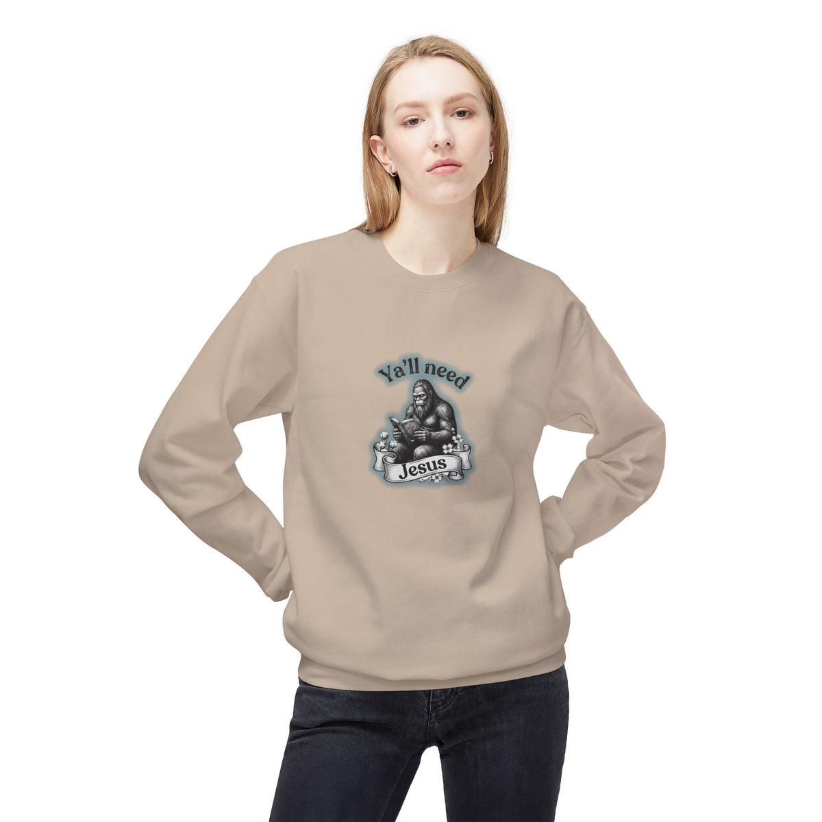 Y’all Need Jesus Bigfoot Crewneck Sweatshirt