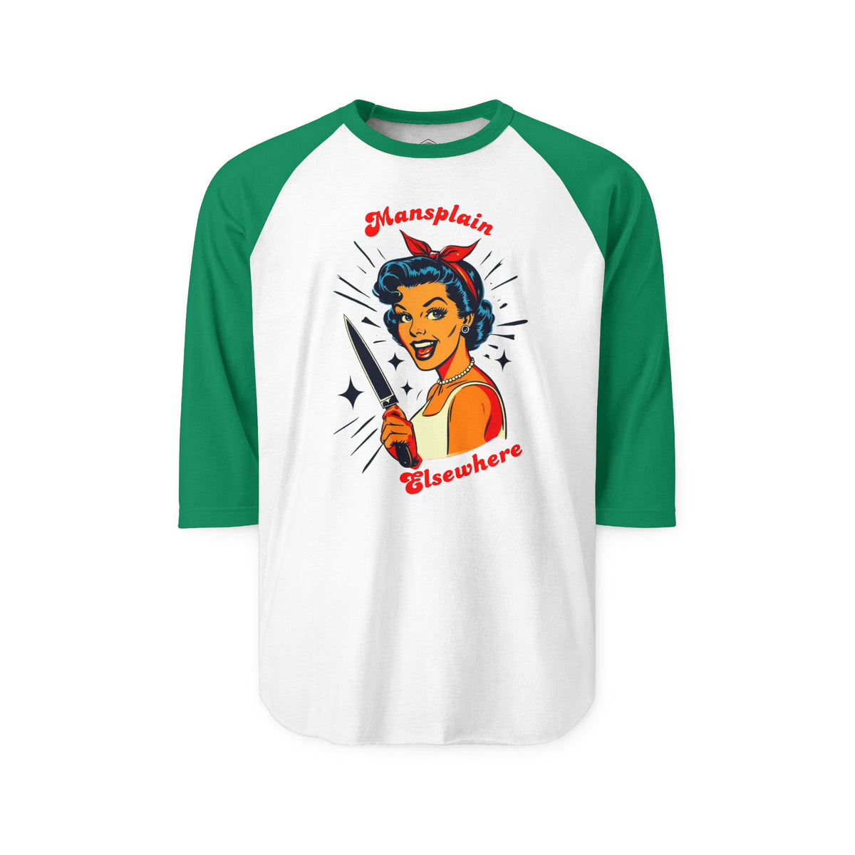 Mansplain Elsewhere 3/4 Sleeve Raglan Tee