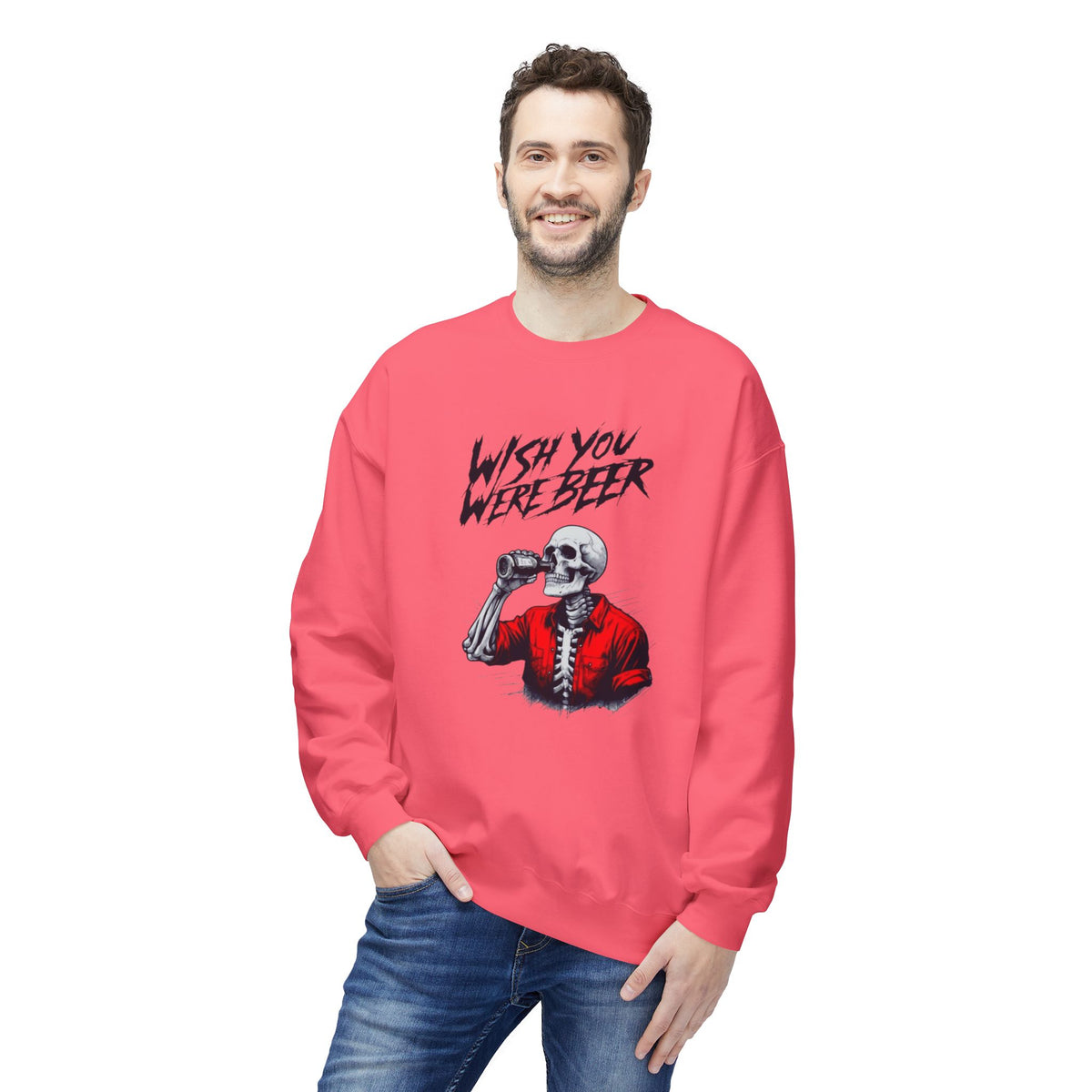Wish You Were Beer – Skeleton Crewneck Sweatshirt