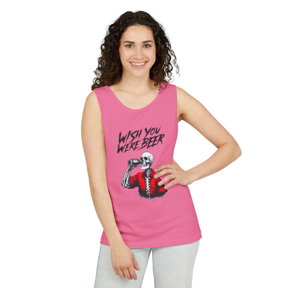 Wish You Were Beer – Funny Skeleton Tank Top