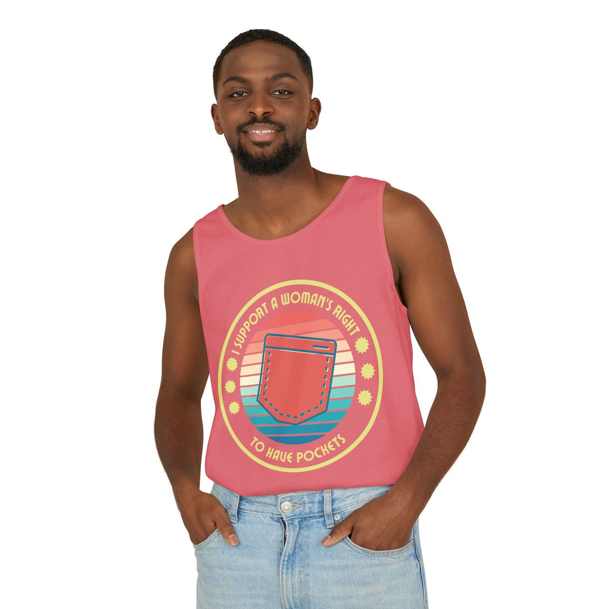 I Support a Woman’s Right to Have Pockets – Unisex Jersey Tank