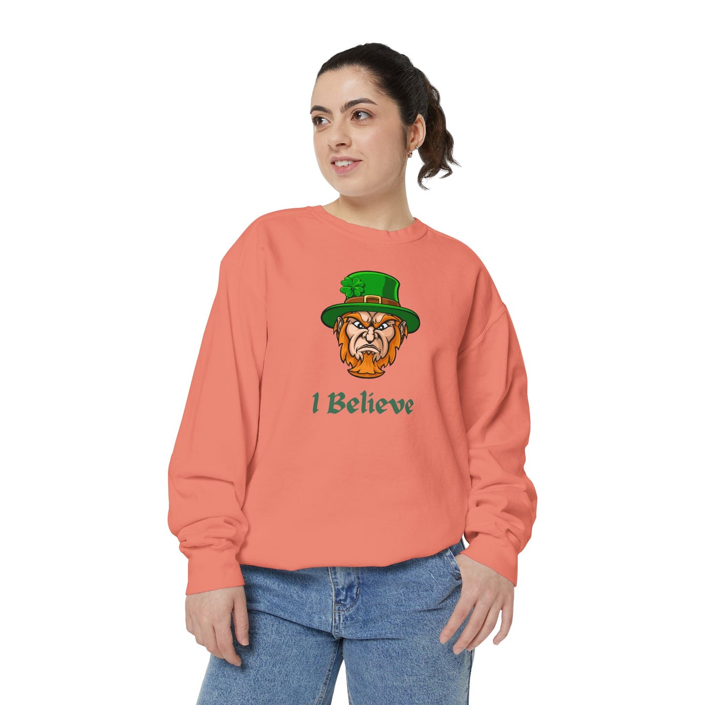 "I Believe" Relaxed Fit Sweatshirt – Bold Leprechaun Graphic