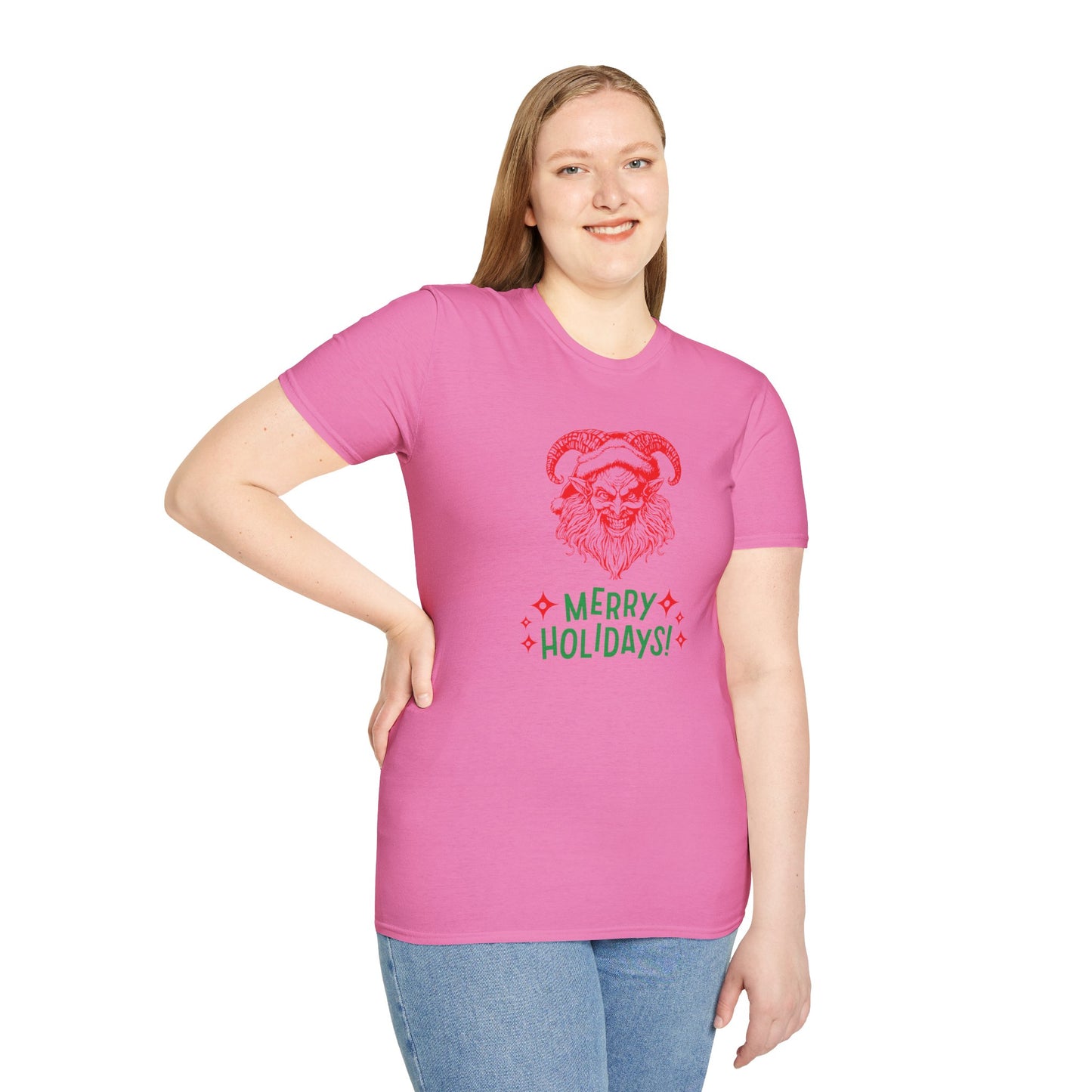 Smiling Krampus "Merry Holidays" Unisex T-Shirt | Ultra-Soft Cotton