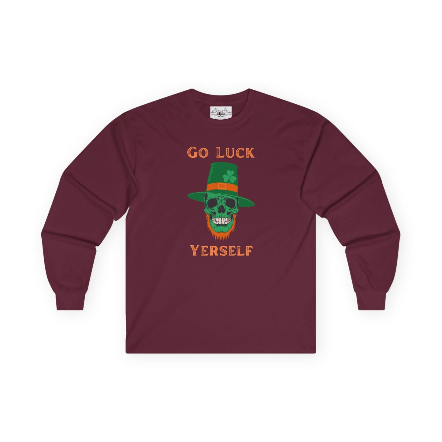 "Go Luck Yerself" Long Sleeve Tee – Emerald Skull Graphic