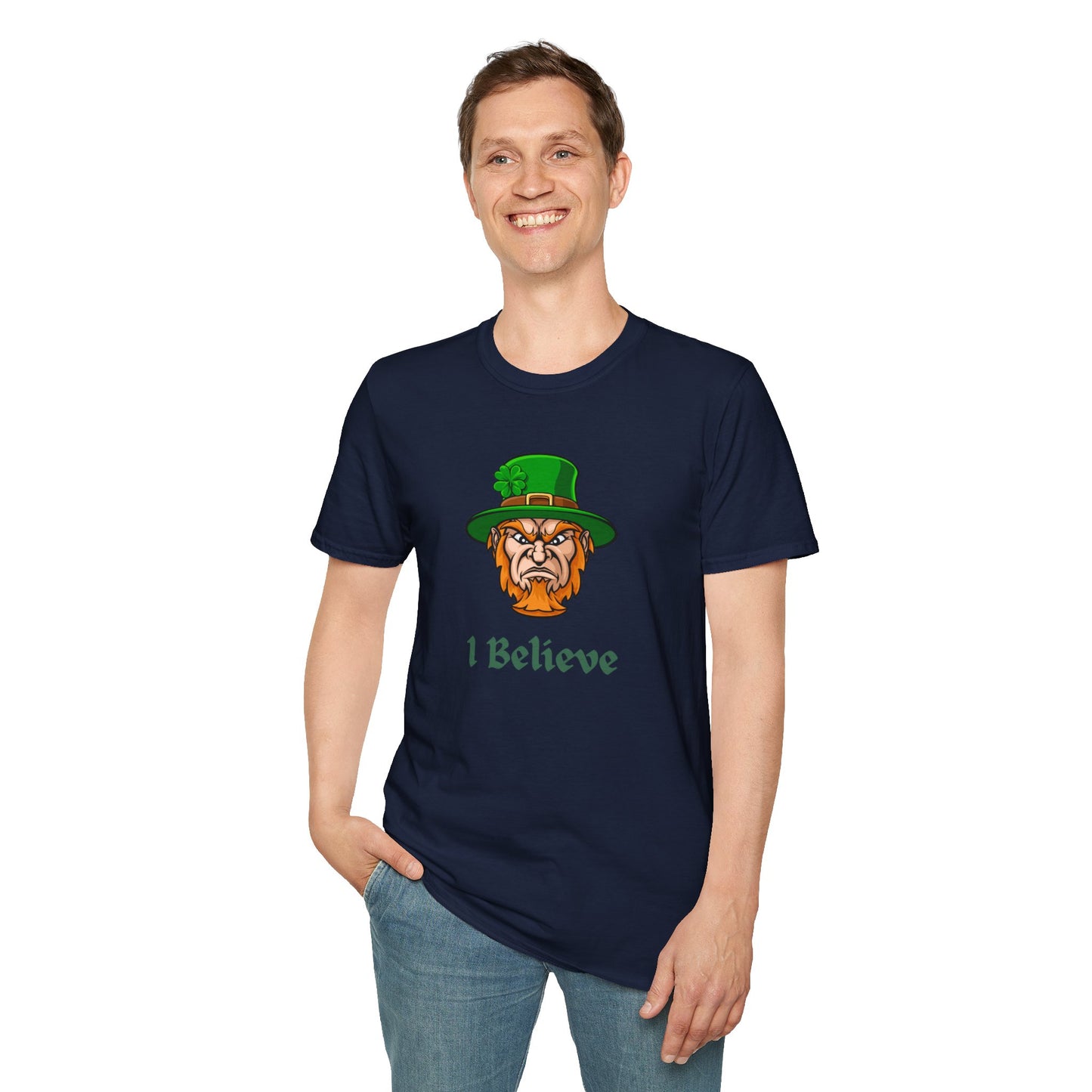 "I Believe" Angry Leprechaun Graphic Tee – Playful Celtic Spirit