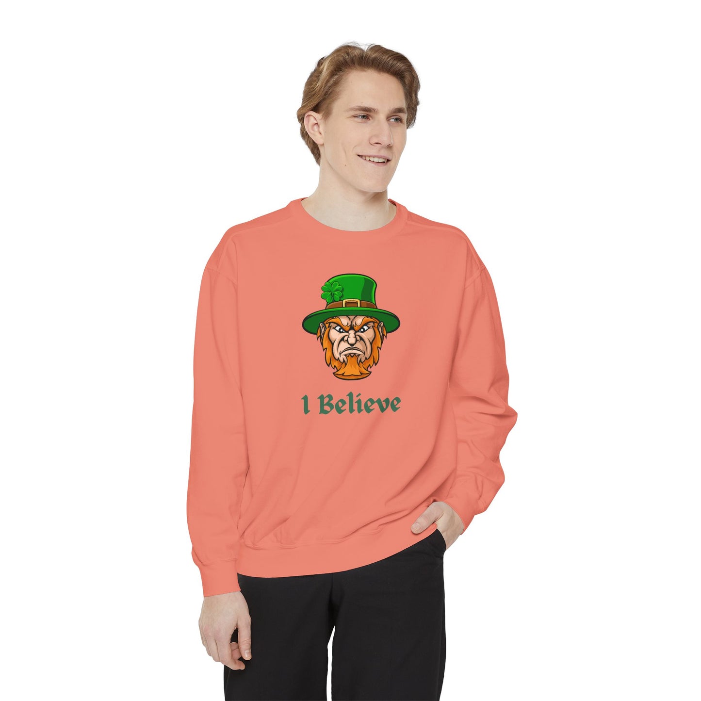 "I Believe" Relaxed Fit Sweatshirt – Bold Leprechaun Graphic