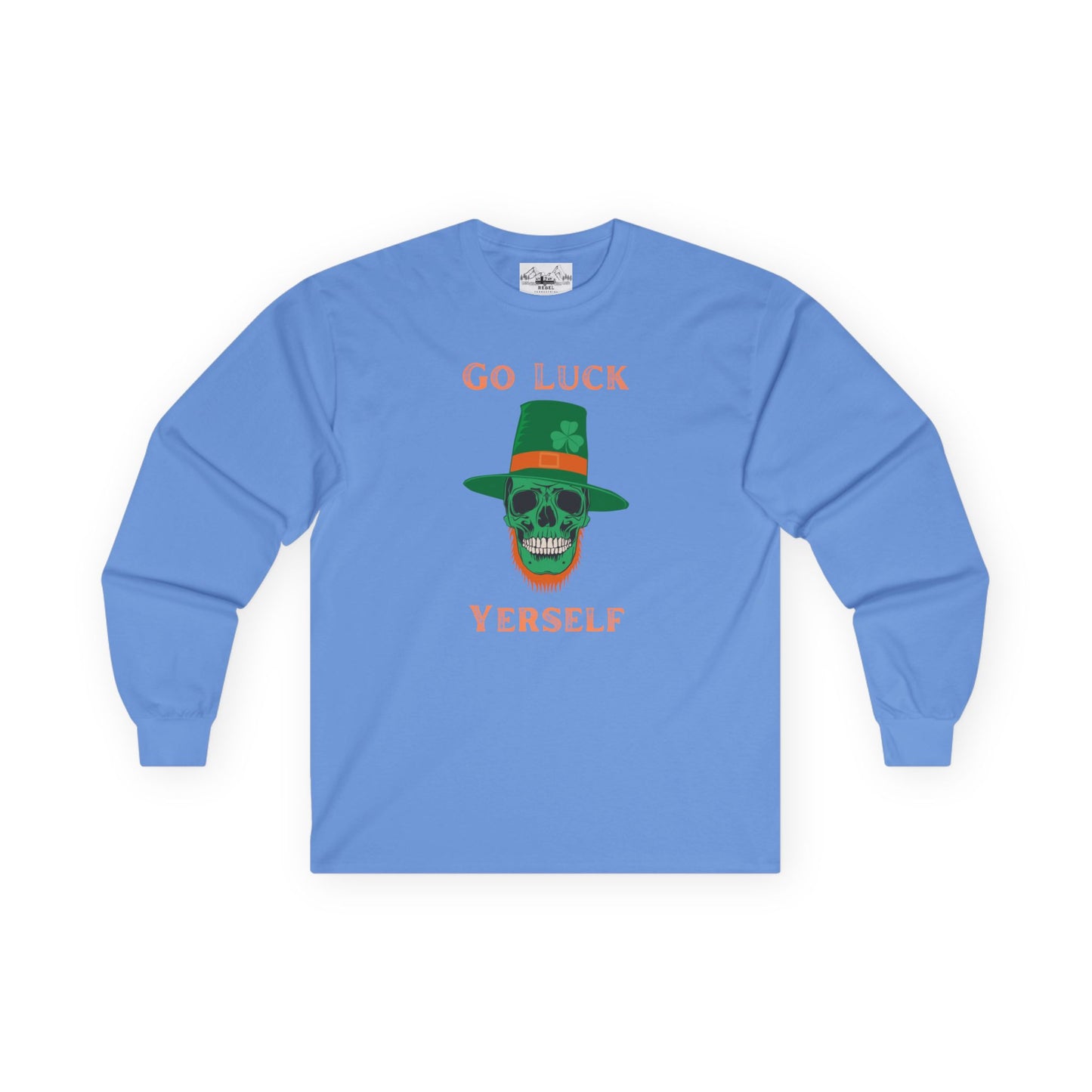 "Go Luck Yerself" Long Sleeve Tee – Emerald Skull Graphic