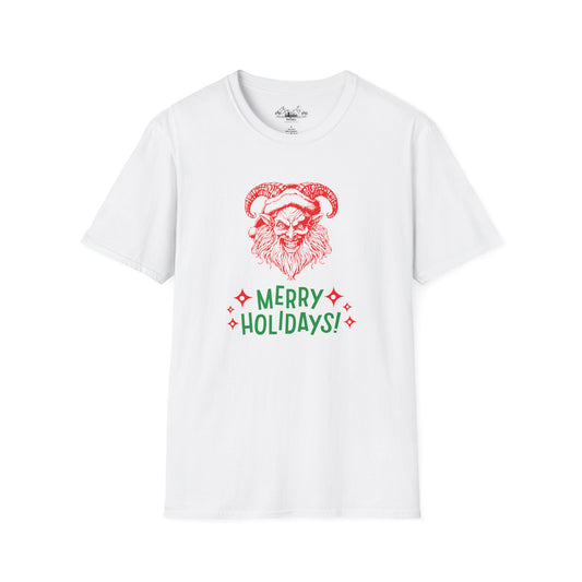 Smiling Krampus "Merry Holidays" Unisex T-Shirt | Ultra-Soft Cotton
